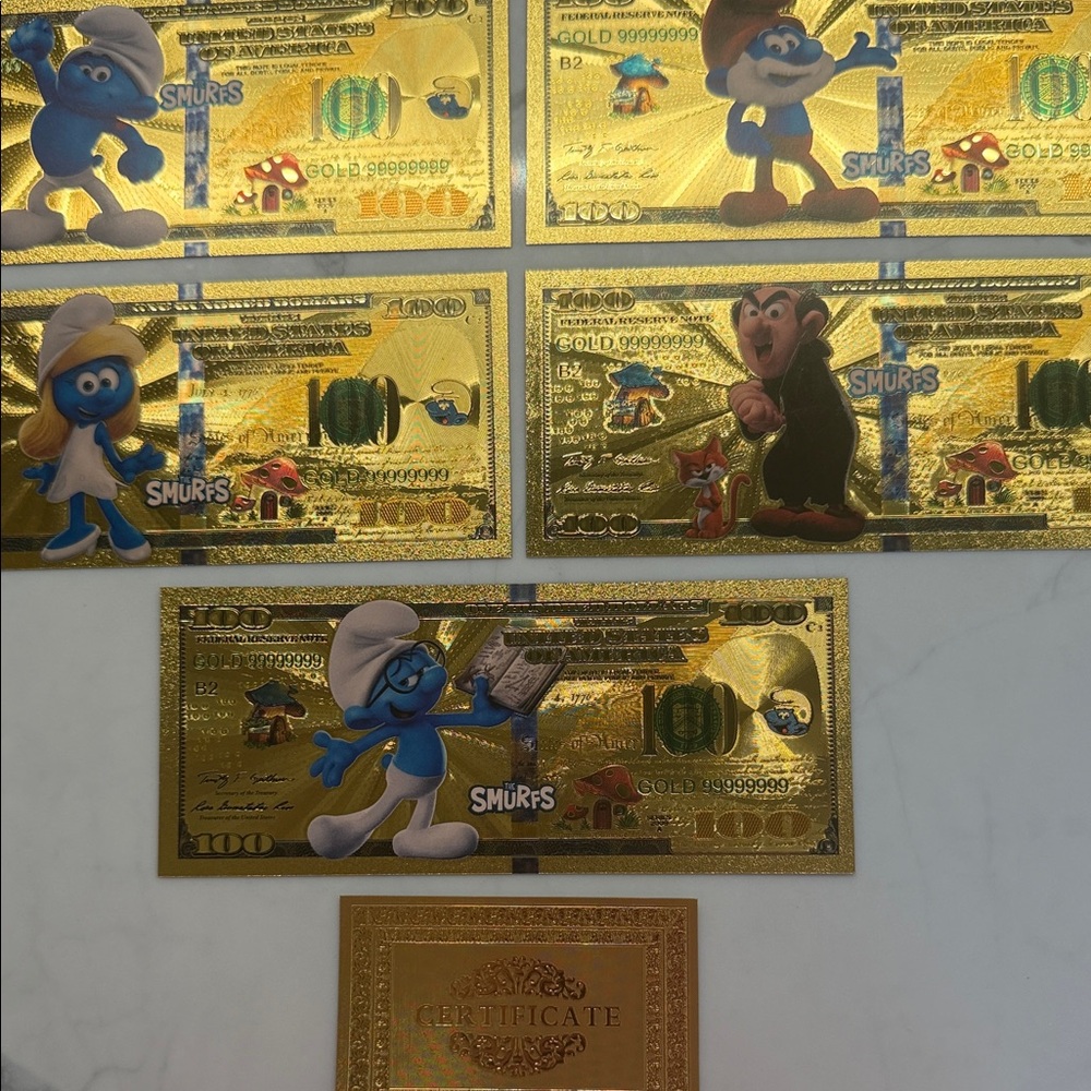 Smurfs Gold-Plated Collectible Bills
